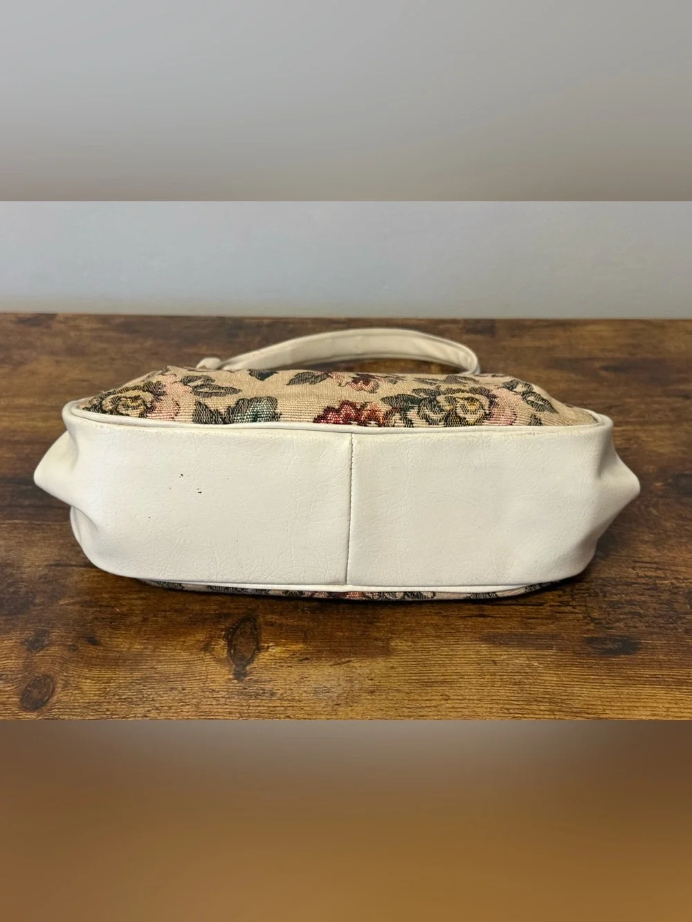 Vintage JR Miami Tapestry Top-Handle Bag in Cream and Pink